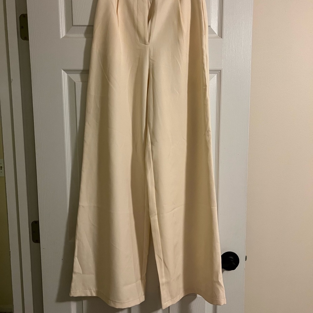 Elegant Cream Wide-Leg Pants